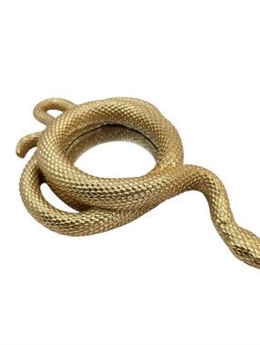 Gold Tone Coiled Snake Mirror Vanity Tray Decor